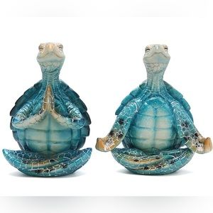 Home Decor , set of 2 , meditating , yoga sea turtles